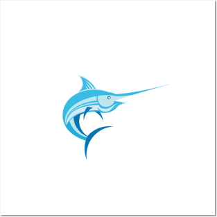 Blue Marlin Swordfish Logo Posters and Art